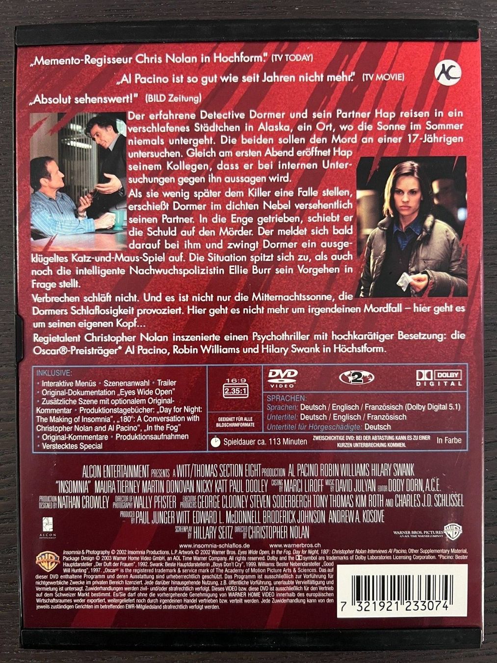 Tutti i DVDs: Insomnia - Schlaflos – Usato da Zürich venduto da FilmFreunde 1