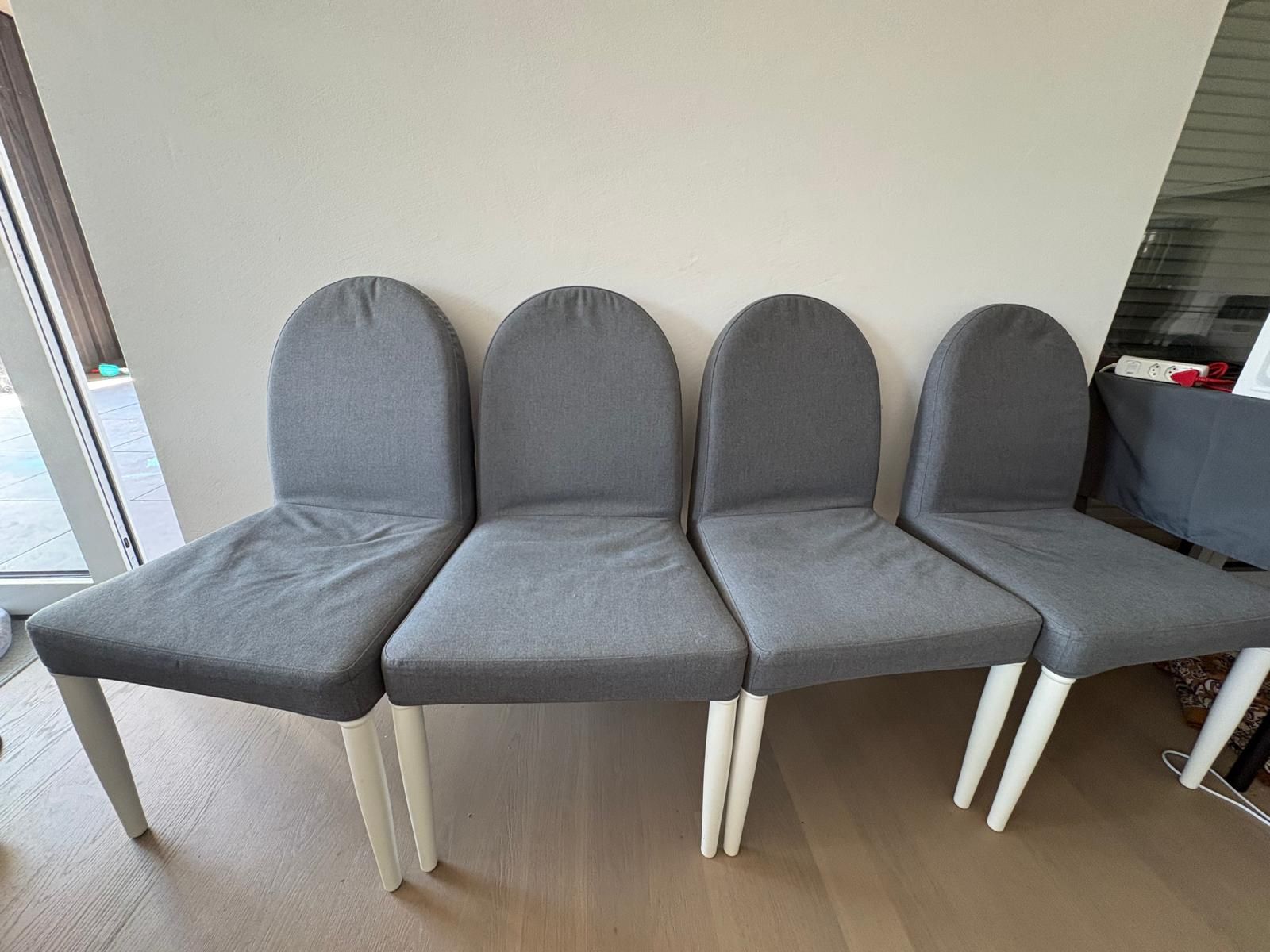 Ikea Sedie: 4x Dining Chairs Grey Fabric White Legs Good Condition – Usato da Zürich venduto da dha_t9vq