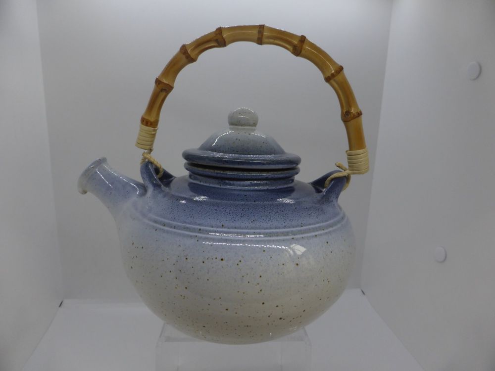 Théière Asiatique En Céramique – Anse Bambou, Style Oriental Multicouleur (Occasion, Très Bon état)