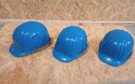 3 Stk. Bauhelme, Helm, Schutzhelm, Baustellenhelm, Blau