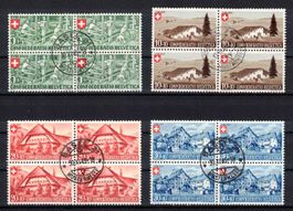 1945 Pro Patria Serie im 4er-Block Nr. B26-B29, Letzttag-ʘ