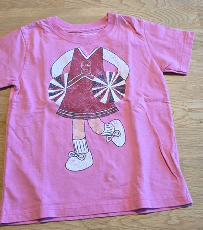 Kinder T-Shirt 104 - 110 rosa Motiv Cheerleader