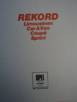 Prospekt Technische Daten Opel Rekord Coupè Sprint 1967