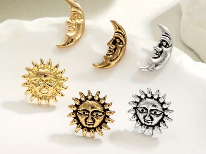 Orecchini pendenti & Orecchini a lobo: Ohrstecker Sonne & Mond, 3er Set – Nuovo (secondo la descrizione) da Gams venduto da Mariawicca 3