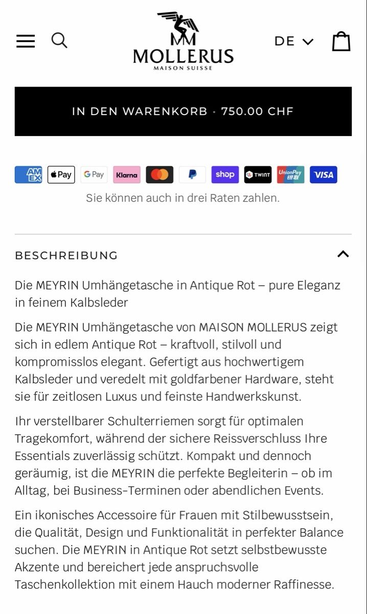 Maison Mollerus Borse da donna: Maison Mollerus Meyrin – Nuovo e nell'imballaggio originale da Volketswil venduto da Flower_18 1