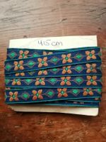 Band mit Blumenmuster 415cm dunkelblau 