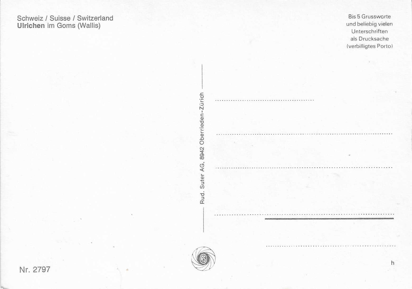 Cartoline postali: Ulrichen im Goms VS – Nuovo (secondo la descrizione) da Rothrist venduto da Stranglehold 1
