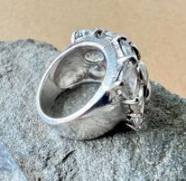 Silber 925  Bergkristall Cluster Ring / 12 Steine 13g