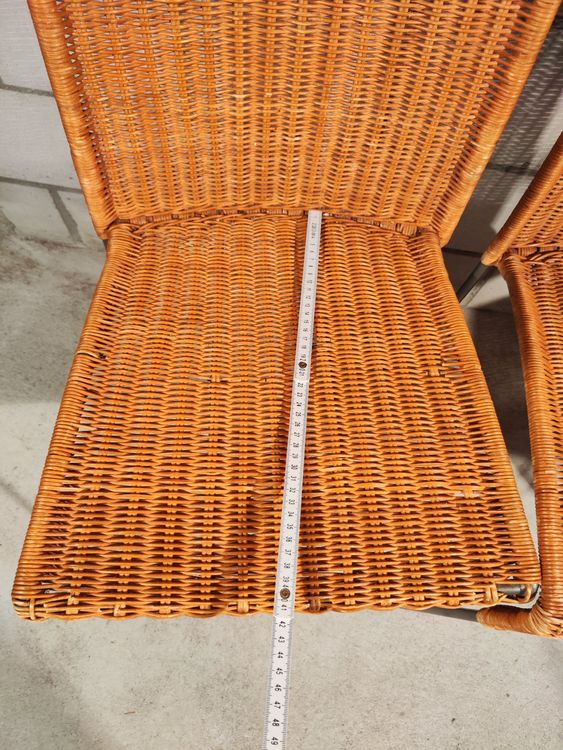 4x Retro Stühle Rattan geflochten Korbgeflecht Kaufen auf Ricardo