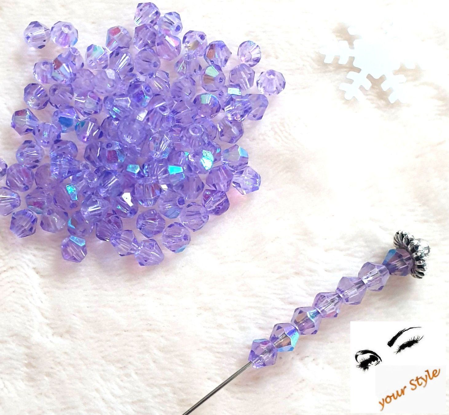 Perle (finte): 50 Stk. Glas- Perlen 4mm lavendel 2x AB – Nuovo e nell'imballaggio originale da Oberglatt ZH venduto da -your-Style- 1