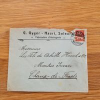 Brief Lettre G.Gyger Hauri Soleure 1917