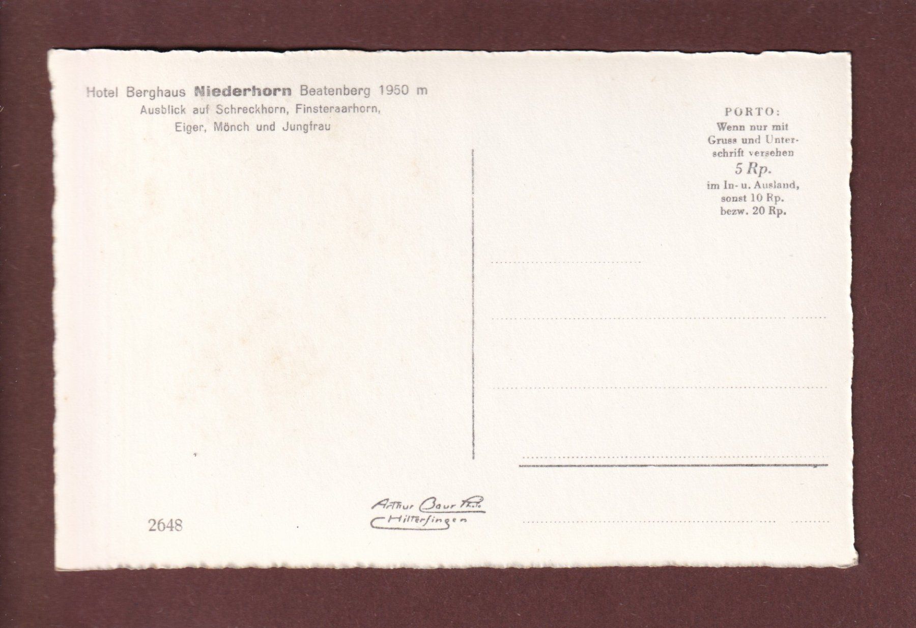 Cartoline postali: Beatenberg - Berghaus NIEDERHORN – Usato da Pully venduto da nicecards 1