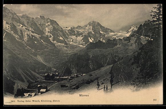 Cartoline postali: Mürren, Dorf mit Berg- und Gletscherkul – Usato da Berlin venduto da bartko-reher