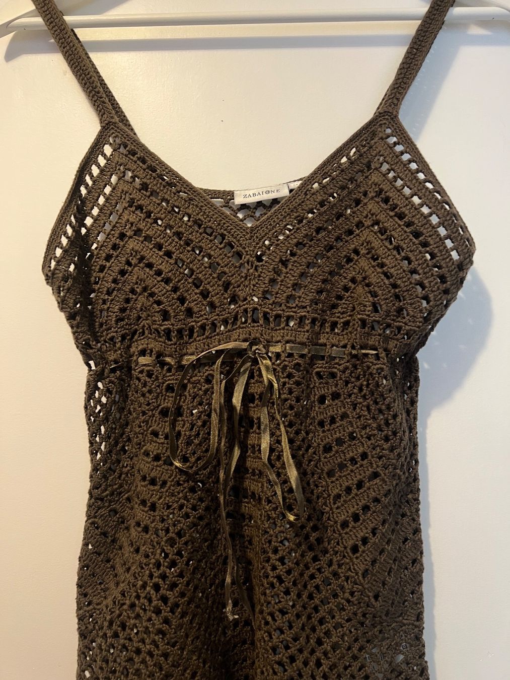 Top: Y2k Boho Vintage Häkel-Top braun – Usato da Luzern venduto da Woodbee44 2