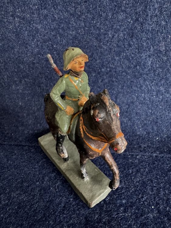 Soldat Jouet Ancien Elastolin - Cavalier Suisse Monté - Pièce De Collection Rare