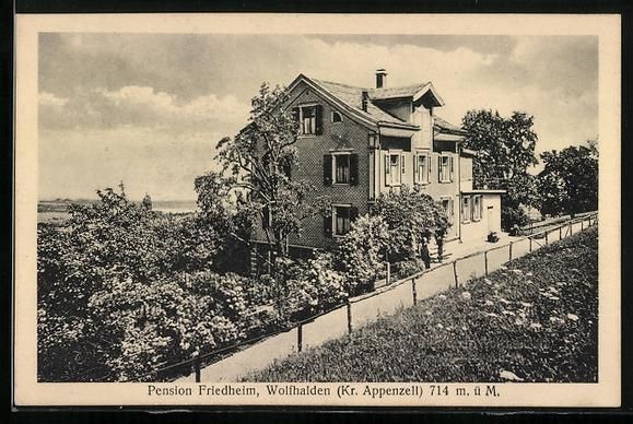 Cartoline postali: Wolfhalden /Appenzell, Pension Friedheim – Usato da Berlin venduto da bartko-reher
