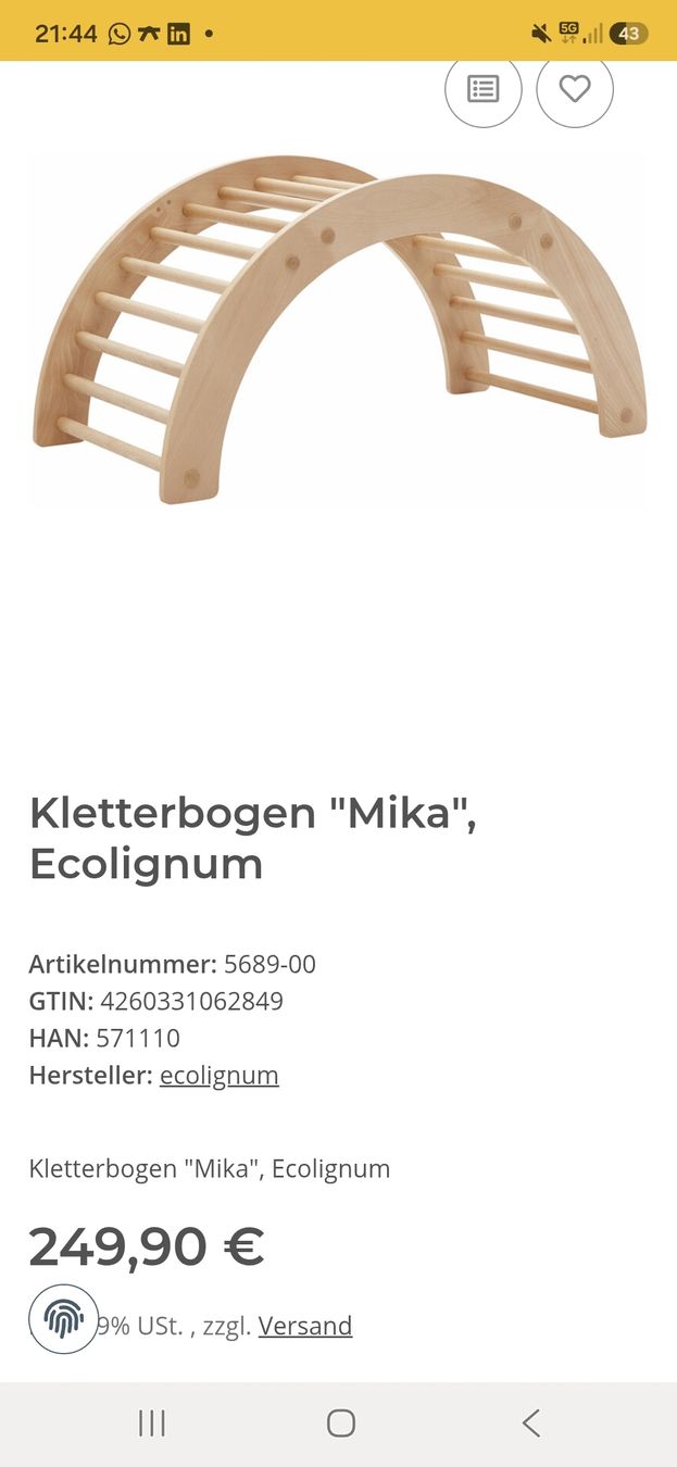 Spielzeuge: Kletterbogen "Mika", Ecolignum, Holz – Gebraucht aus Zürich von AleksandraS 1