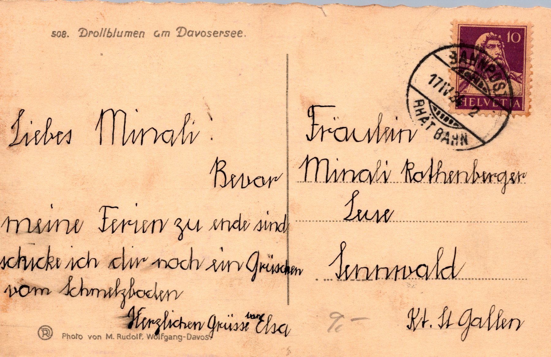 Cartoline postali: 0113 - Postkarte / Ansichtskarte - Davos Blumen Davosersee – Usato da Reinach BL venduto da Boston-Verkauf 1