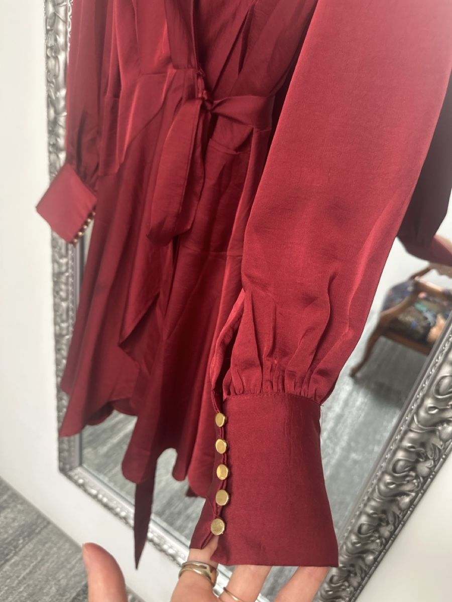 Vestiti: Bordeau short satin wrap dress - S – Usato da Sementina venduto da NinaDel 2
