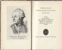J. H. Heidgger  Ueber den zürcherischen Luxus
