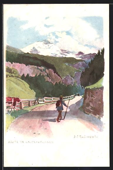 Ansichtskarten: Lauterbrunnen, Wanderer auf der Strasse – Gebraucht aus Berlin von bartko-reher