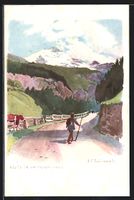 Lauterbrunnen, Wanderer auf der Strasse