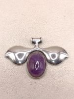 Vintage 925er Silber Anhänger Cabochon Amethyst Edelstein