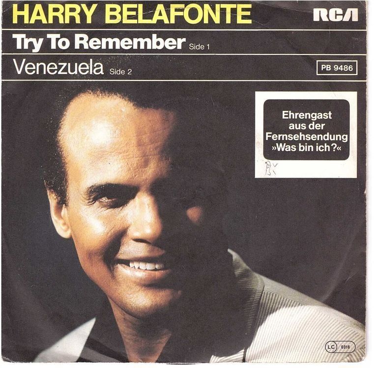 Dischi in vinile: Harry Belafonte  --  Try to Remember  Single7 – Usato da Oberwil (Dägerlen) venduto da thealbum