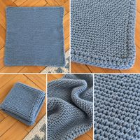 Plaid gris tricoté fait main