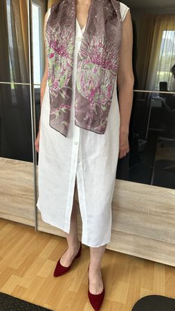 Robe chemise Max Mara Mainline en lin, IT46, CH, L/XL Blanch