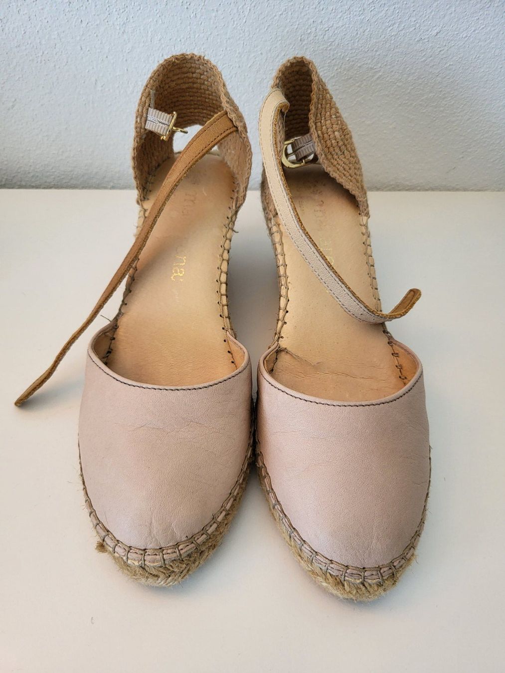 Damenschuhe: Espadrilles Damen Macarena, Gr. 39 - Beige, Leder – Gebraucht aus Baar von clar6 8
