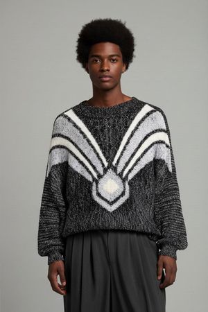Maroni Schwarz-Weißer Pullover mit geometrischem Muster