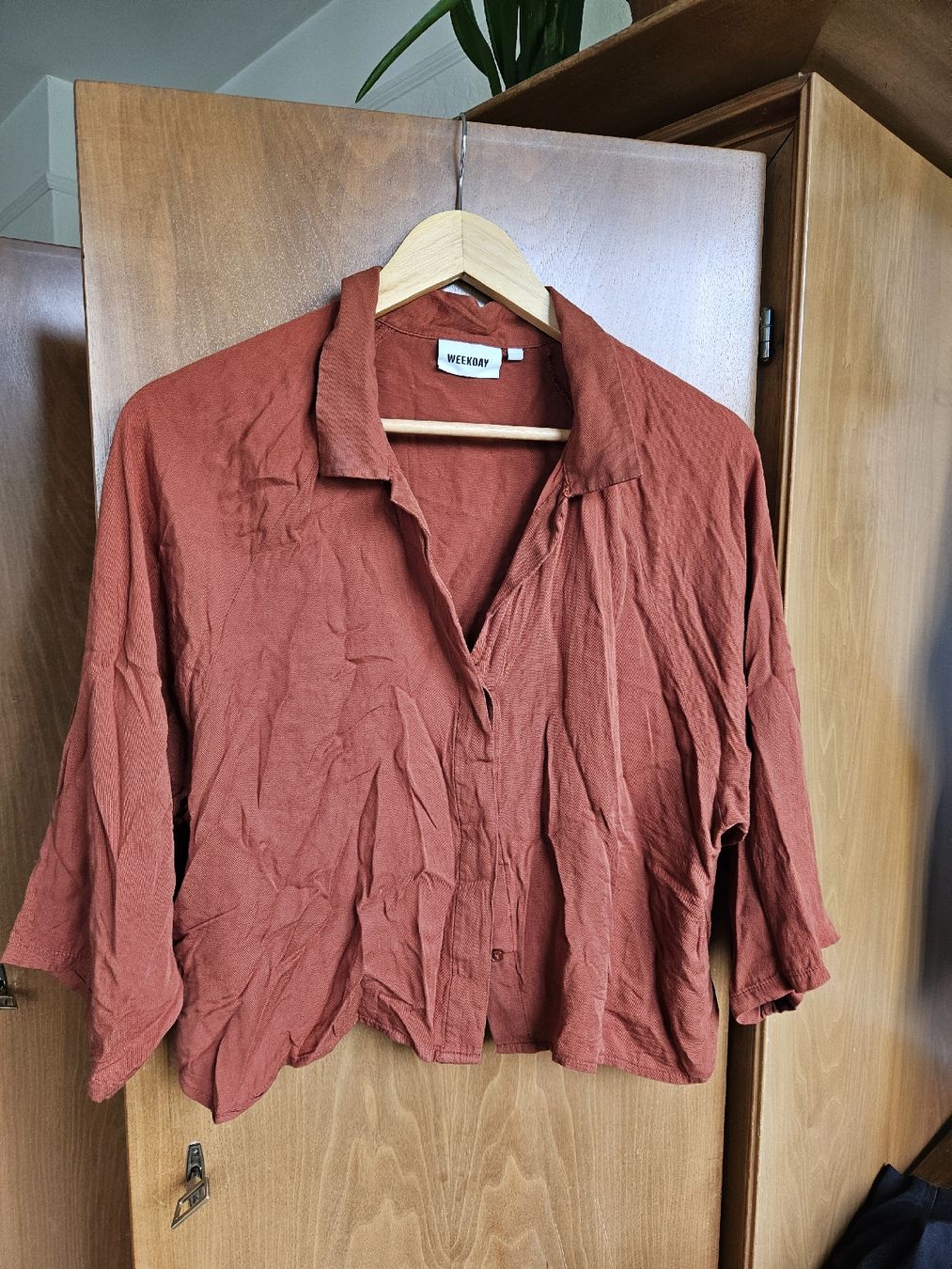 Blusen: WeekDay Oversize Bluse, rostbraun, Gr. S  – Gebraucht aus Zürich von salviav