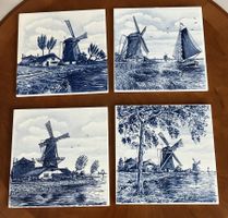 4x Delfter Fliesen HANDPAINTED Holland Wandfliesen Set