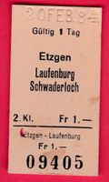 KARTON BILLETT, ETZGEN - SCHWADERLOCH, 2.KLASSE, EINFACH