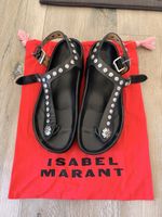 Isabel Marant Sandalen Schwarz Leder mit Blumen und Nieten G