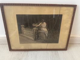 Photographie ancienne romantique Belle Époque-cadre bois