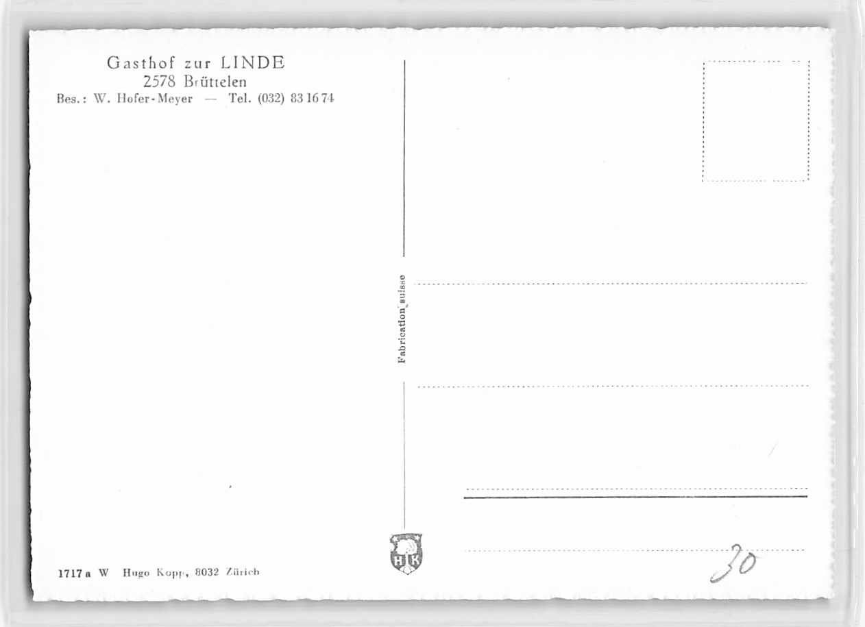 Cartoline postali: RESTAURANT LINDEN in BRÜTTELEN BE, 1955 – Usato da Lufingen venduto da philatelieshop 1