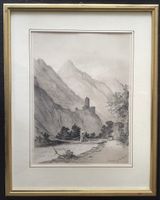 Castle of la Batia, La Bâtiaz, Lithografie J.D. Glennie 1841