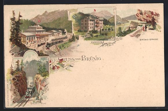 Ansichtskarten: Litho Brünig, Brünig-Bahn, Kurhaus, Ba – Gebraucht aus Berlin von bartko-reher