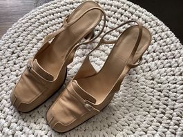 Klassiker, Bally Sling Pumps, Schuhe, Leder, beige Gr. 41
