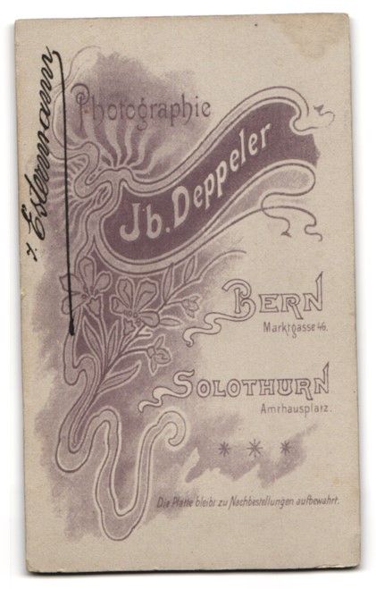Fotografie & Manifesti: Fotografie Jb. Deppeler, Bern, Portrait  – Usato da Berlin venduto da bartko-reher 1