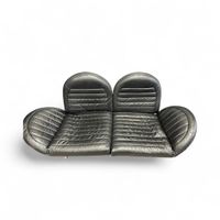 Ledersofa 3er Sofa Schwarz Echtleder Vintage Retro Look