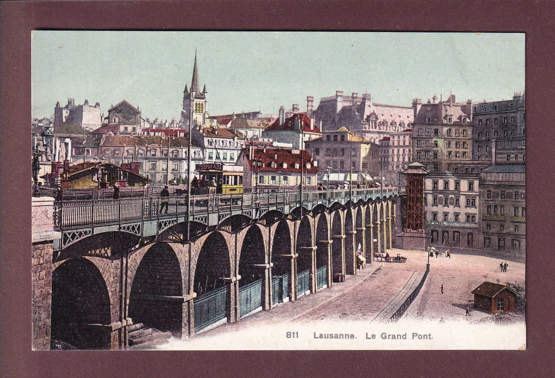 Cartoline postali: LAUSANNE - Grand Pont - Tram - 1910 – Usato da Pully venduto da nicecards