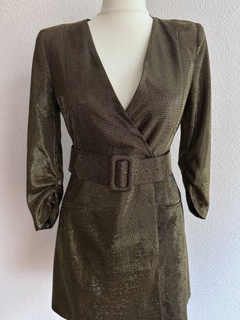 Elegantes Glitzerkleid mit Gürtel Gr. 40
