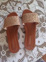 Damen Pantoletten Fashion Gold Glitzer Grösse 40 Neu