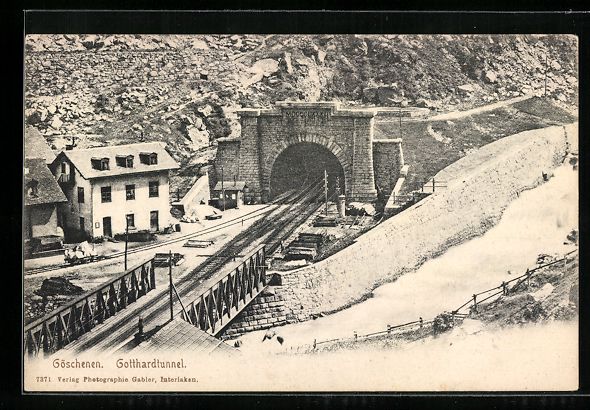 Cartoline postali: Göschenen, Blick auf den Gotthardtunnel – Usato da Berlin venduto da bartko-reher