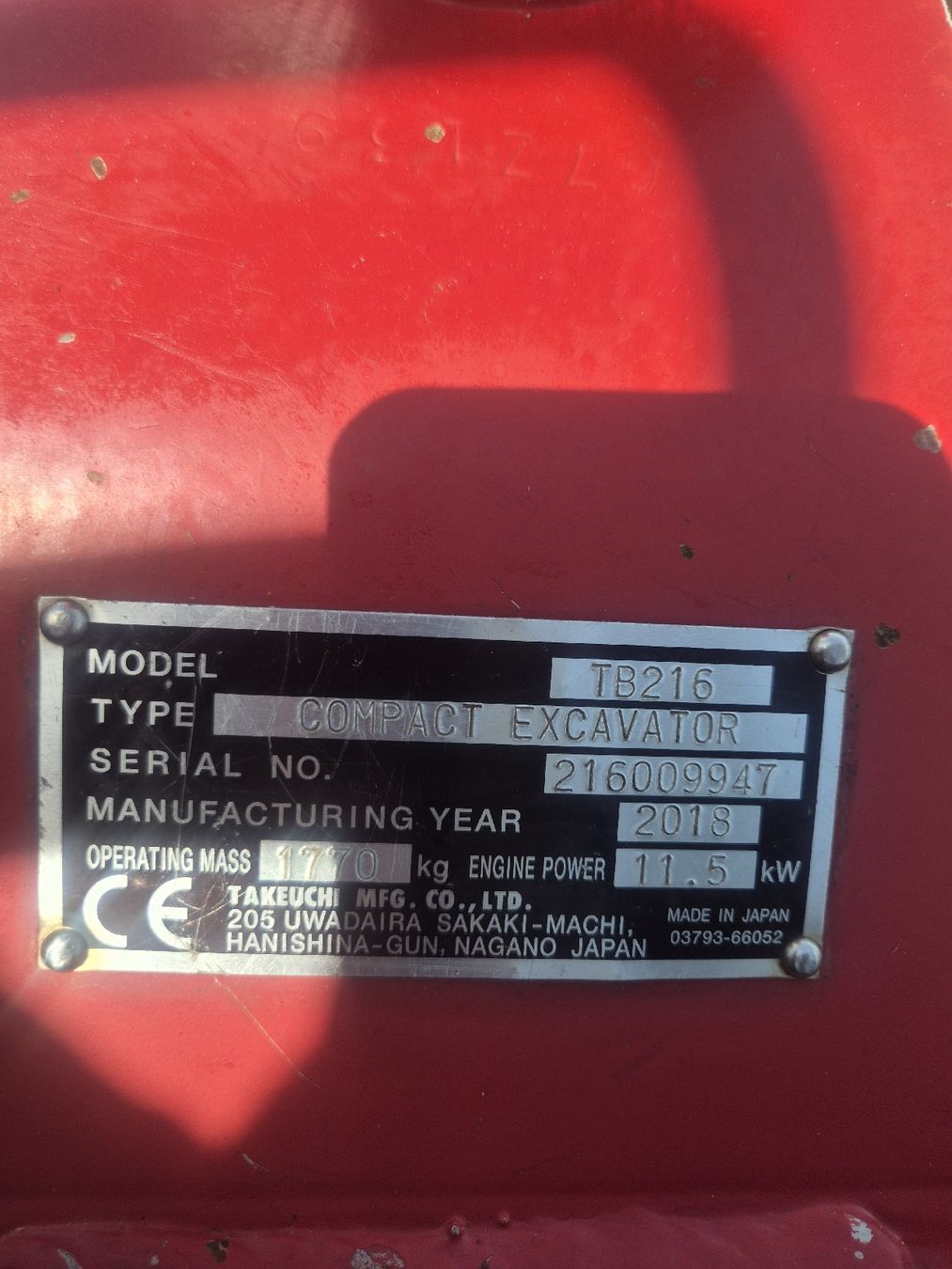 Takeuchi Excavateurs: Bagger Takeuchi TB 216 – D'occasion à Eriswil par Chrigu208 3