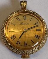 Montre pendentif Lucerne Swiss Made - Doree motif floral