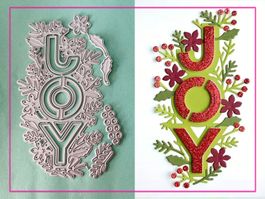 Schriftzug Joy / Floral  Weihnachten  - Stanzschablonen